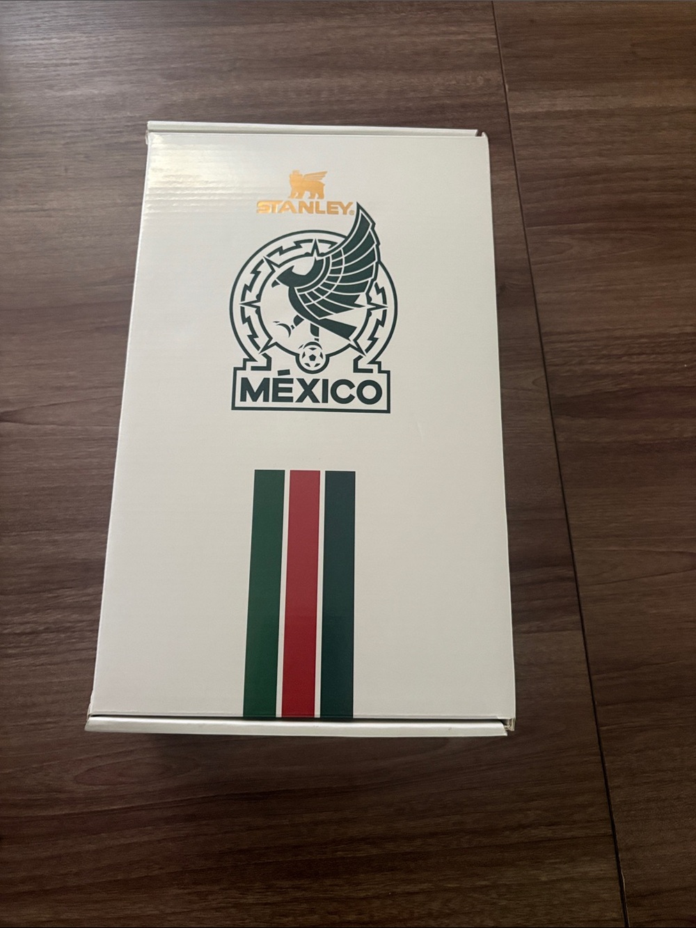 Stanley White Box with Green and Red Stripes